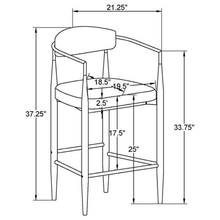 Tina Metal Counter Height Bar Stool with Upholstered Back and Seat