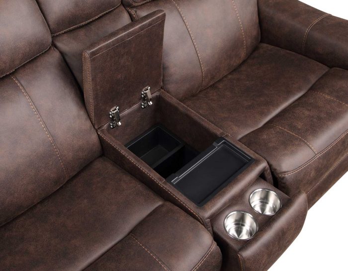 Valencia Dual-Power Leatherette Reclining Console Loveseat