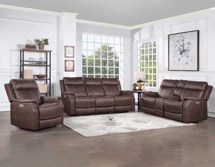 Valencia Dual-Power Leatherette Reclining Console Loveseat