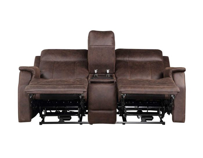 Valencia Dual-Power Leatherette Reclining Console Loveseat