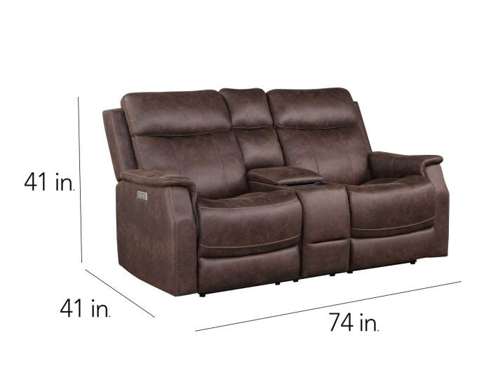 Valencia Dual-Power Leatherette Reclining Console Loveseat