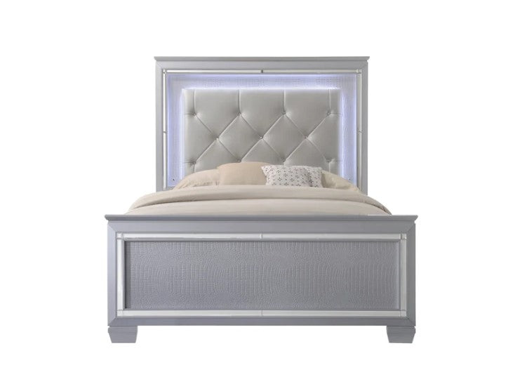 Lillian Silver LED Upholestered Bed