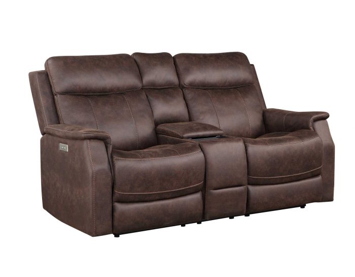 Valencia Dual-Power Leatherette Reclining Console Loveseat