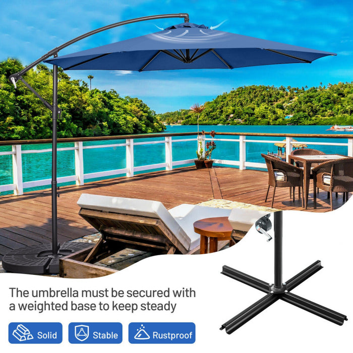 10 Feet Offset Umbrella with 8 Ribs Cantilever and Cross Base