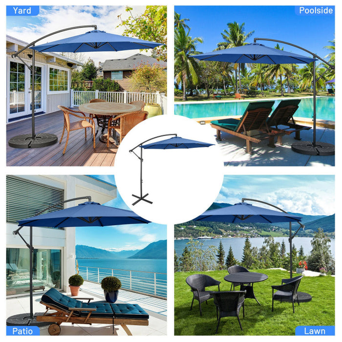 10 Feet Offset Umbrella with 8 Ribs Cantilever and Cross Base