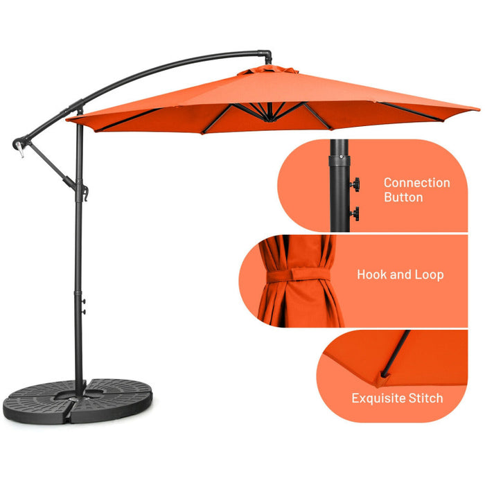 10 Feet Offset Umbrella with 8 Ribs Cantilever and Cross Base