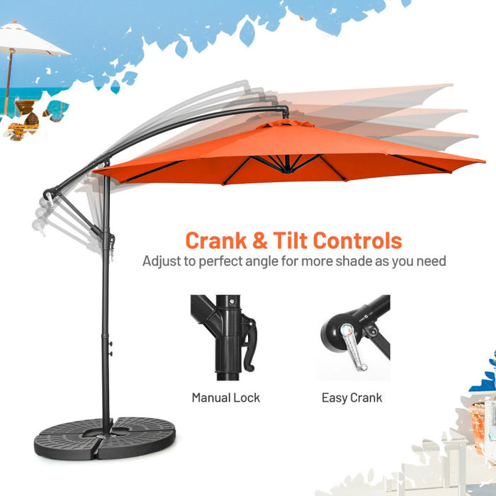 10 Feet Offset Umbrella with 8 Ribs Cantilever and Cross Base