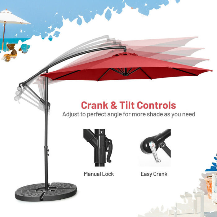 10 Feet Offset Umbrella with 8 Ribs Cantilever and Cross Base