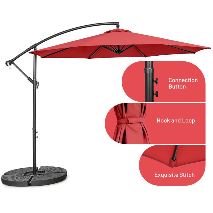 10 Feet Offset Umbrella with 8 Ribs Cantilever and Cross Base