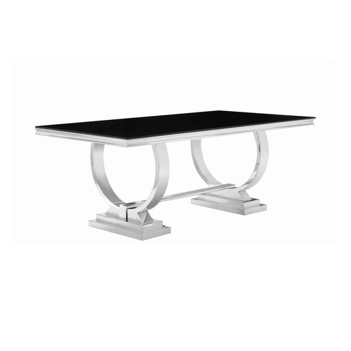 Antoine Rectangular Dining Table Chrome And Black SET