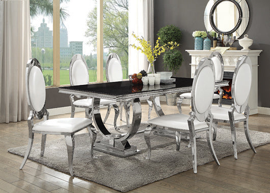 Antoine Rectangular Dining Table Chrome And Black