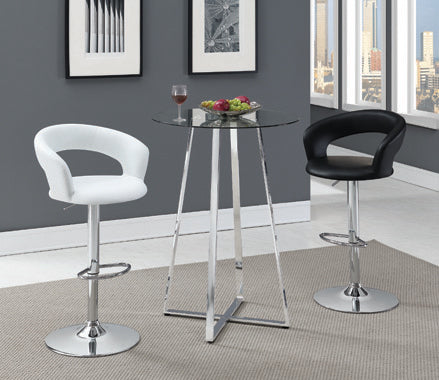 29″ Adjustable Height Bar Stool White And Chrome