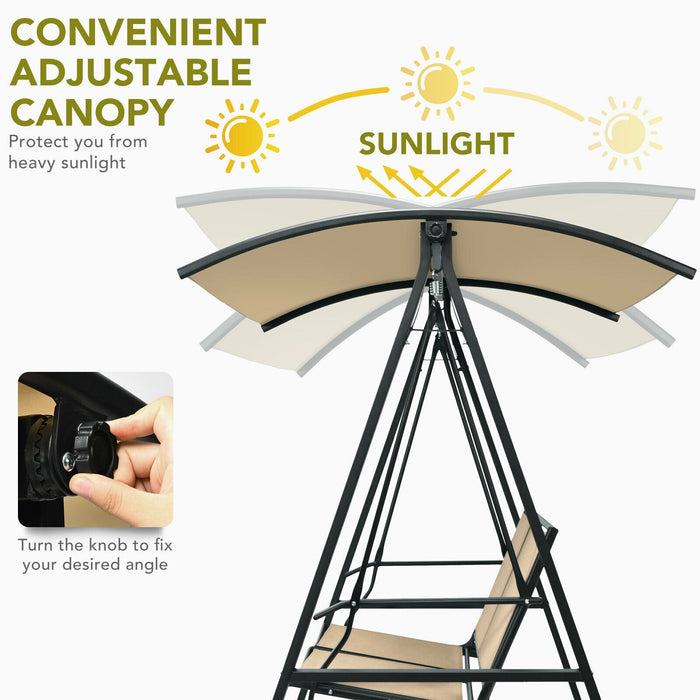 2 Person Patio Swing with Weather Resistant Glider and Adjustable Canopy