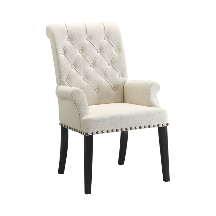 Tufted Back Upholstered Arm Chair Beige