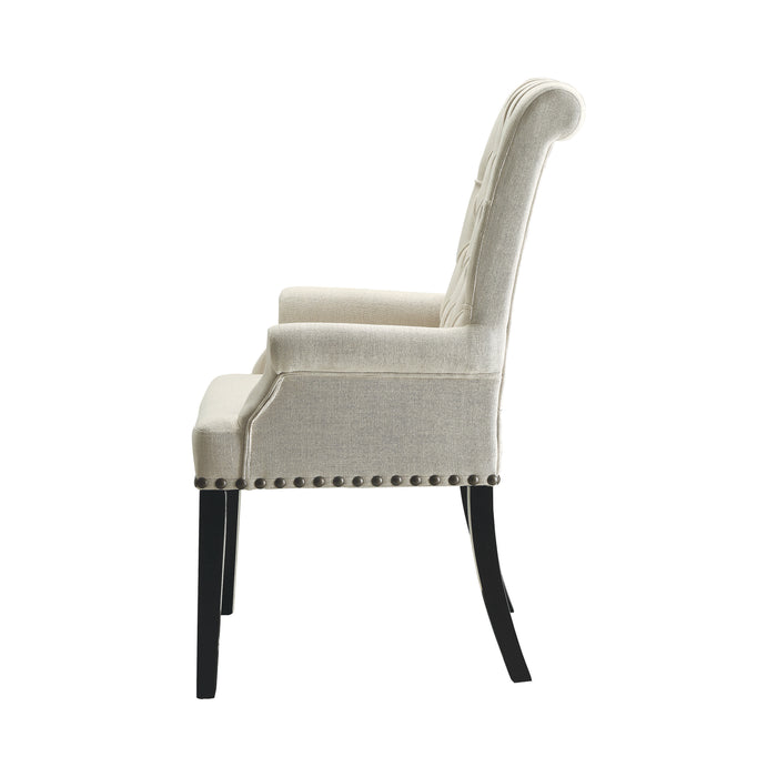 Tufted Back Upholstered Arm Chair Beige