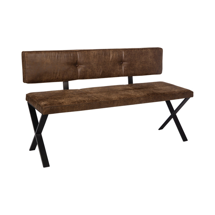 Sherman Upholstered Dining Bench Antique Brown And Matte Black