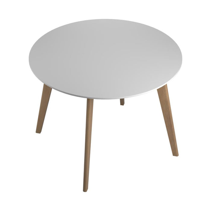 Breckenridge Round Dining Table Matte White And Natural Oak