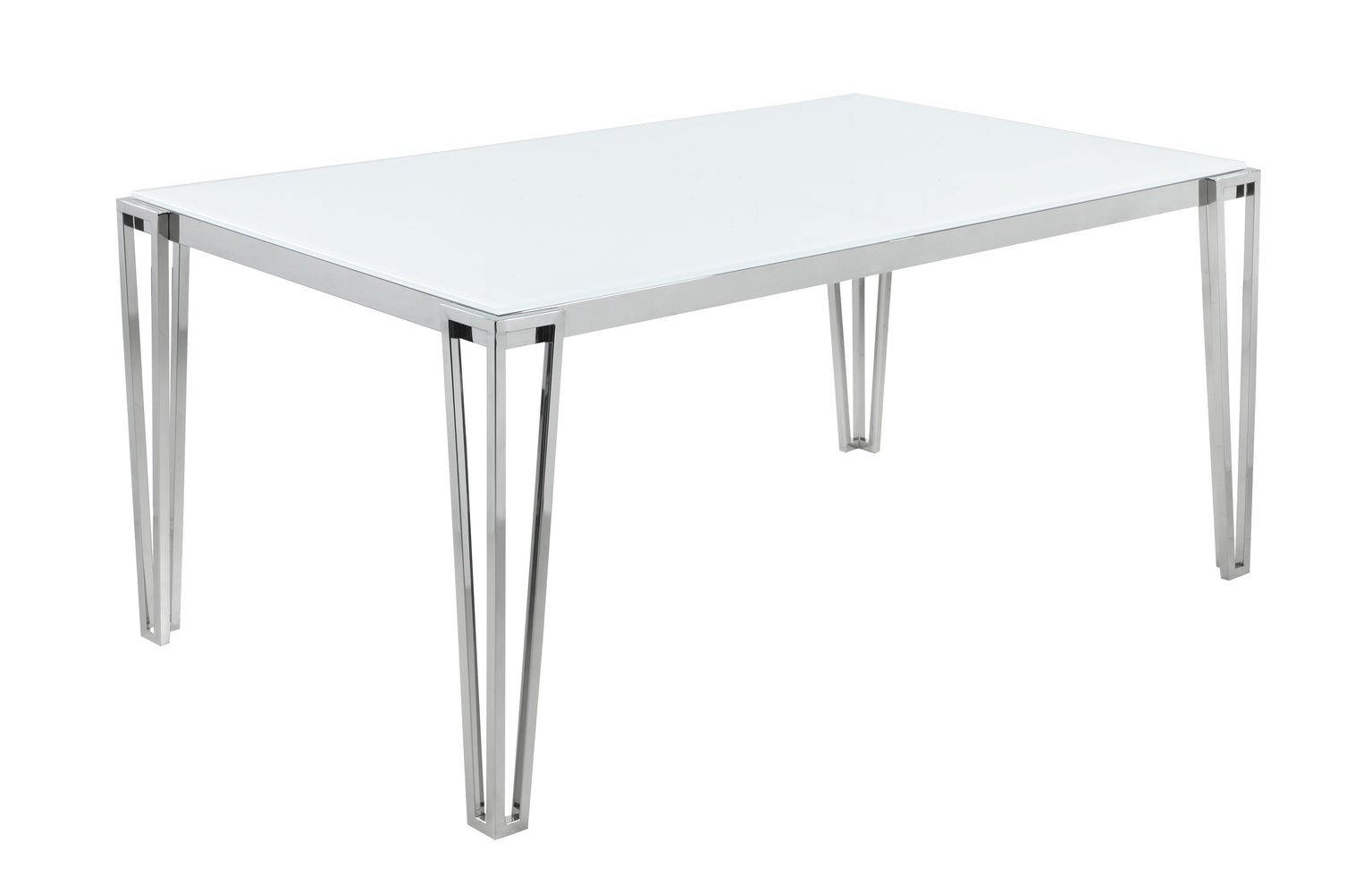 Pauline Rectangular Dining Table With Metal Leg White And Chrome