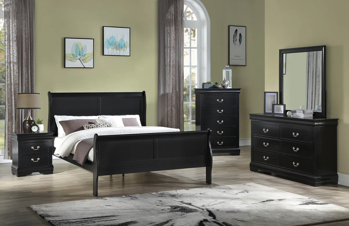 Louis Philip  Queen Bedroom set Black