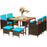 9 Pieces Patio Rattan Dining Cushioned Chairs Set