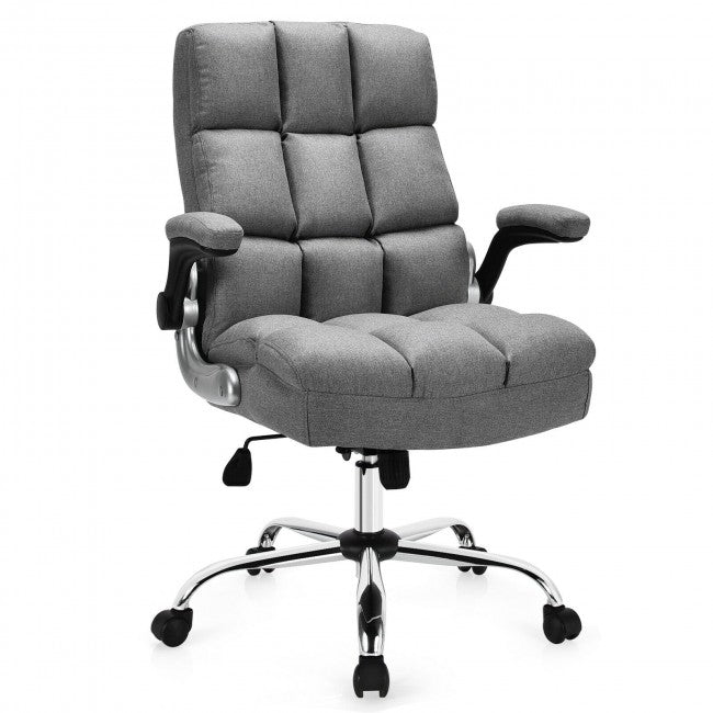 Adjustable Swivel Office Chair with High Back and Flip-up Arm for Home and Office