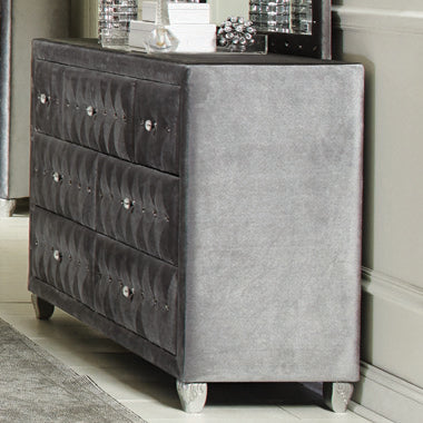 Deanna Tufted King  Bed  Grey
