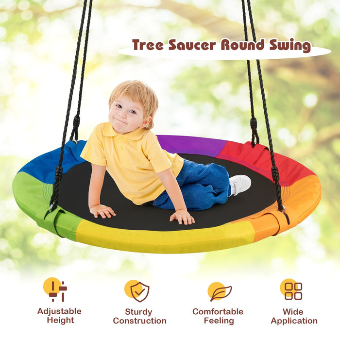 40" Flying Saucer Tree Swing Outdoor Play Set with Adjustable Ropes Gift for Kids