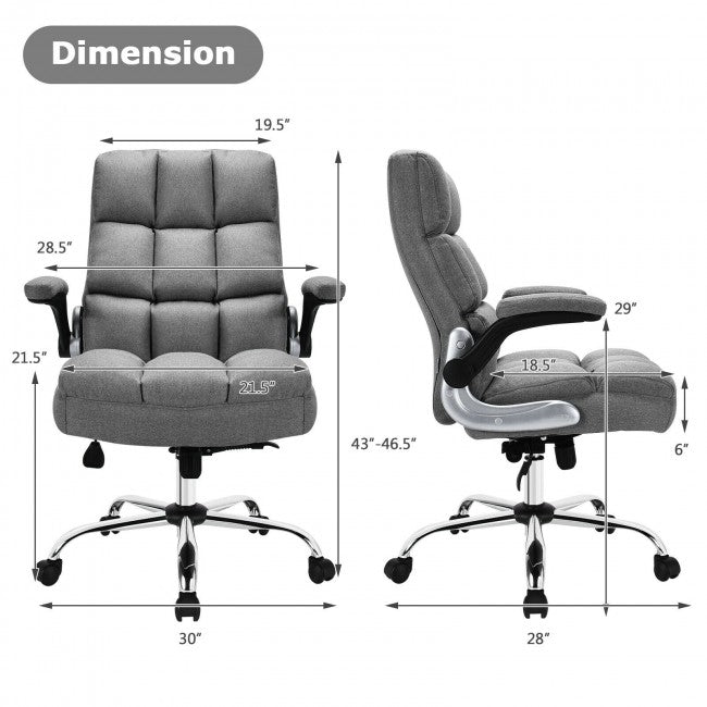 Adjustable Swivel Office Chair with High Back and Flip-up Arm for Home and Office