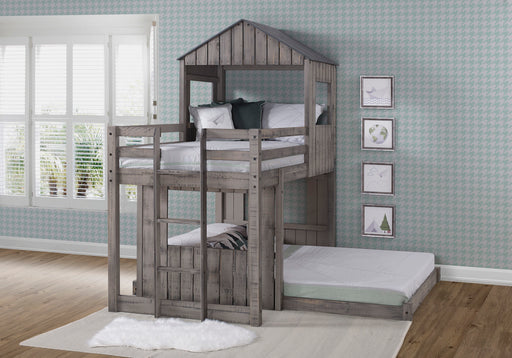 Twin over Full Campsite Loft BUNKBED Rustic  Grey