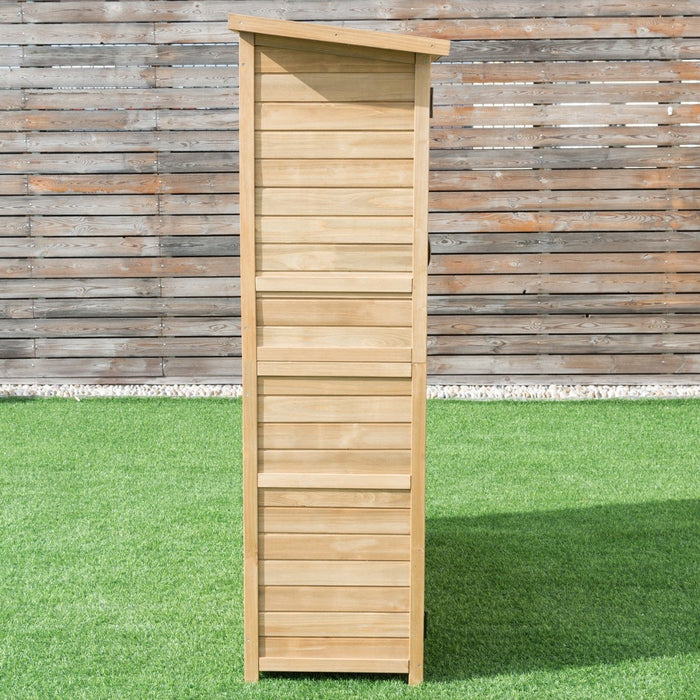 64" Wooden Storage Shed Outdoor Fir Wood Cabinet