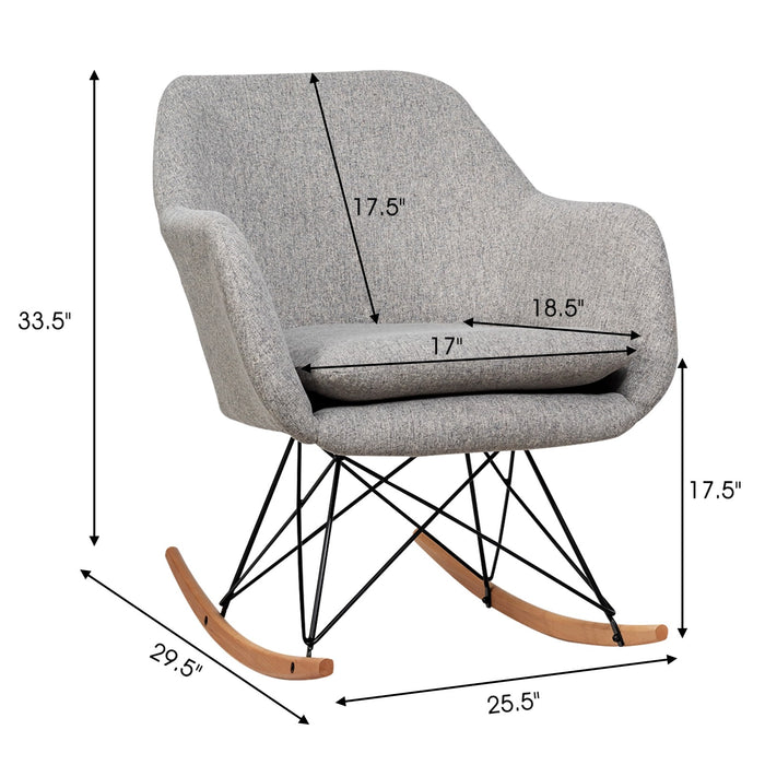 Accent Upholstered Fabric Rocking Armchair