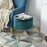 Round Velvet Storage Ottoman Footrest Stool Vanity Chair with Metal Legs