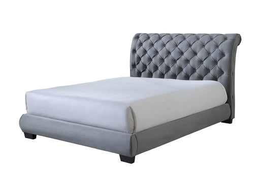 Carly Contemporary Upholstered Sleigh Bed With Platform Footboard