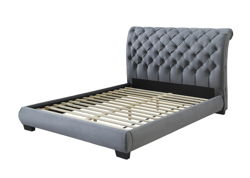 Carly Contemporary Upholstered Sleigh Bed With Platform Footboard