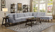 Churchill Tufted Cushion Back SectionaL Light Gray And Walnut Legs