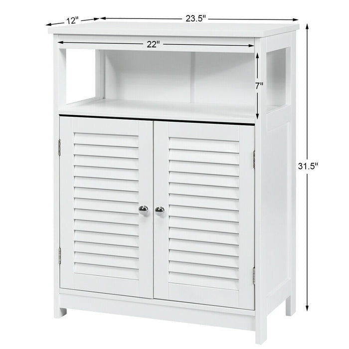 Wood Freestanding Bathroom Storage Cabinet with Double Shutter Door