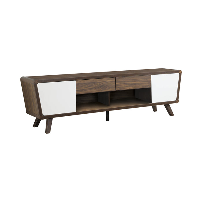 2-Drawer TV Console Dark Walnut And Glossy White