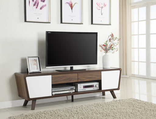 2-Drawer TV Console Dark Walnut And Glossy White