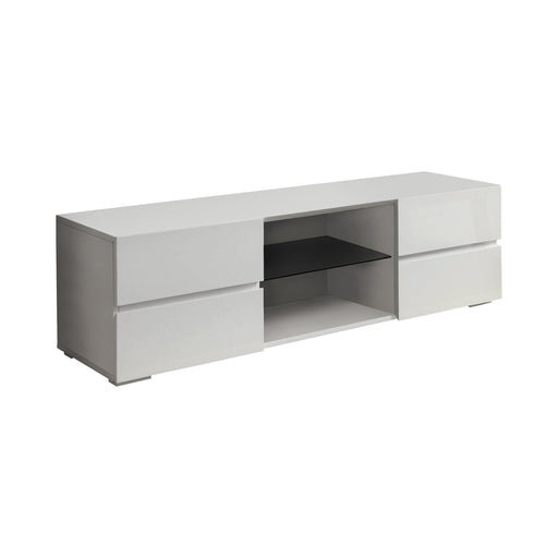 4-Drawer TV Console Glossy White