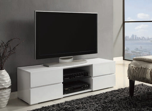 4-Drawer TV Console Glossy White