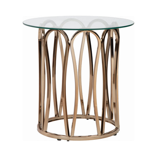 Hemet Round End Table Chocolate Chrome And Clear