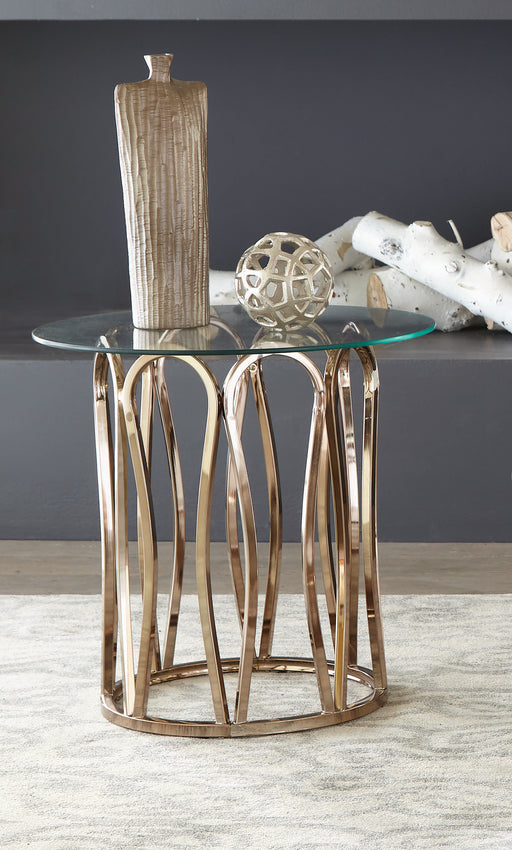 Hemet Round End Table Chocolate Chrome And Clear