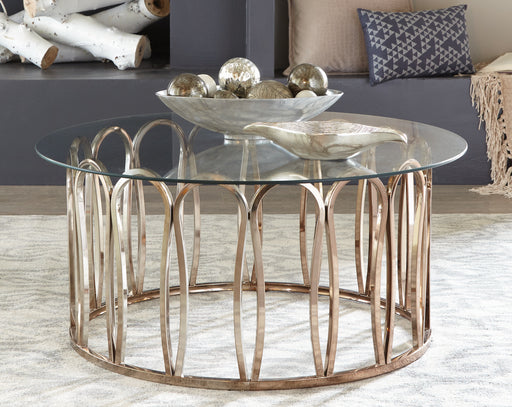 Hemet Round Coffee Table Chocolate Chrome And Clear