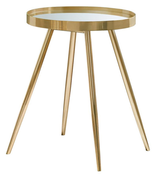 Sophia Round Mirror Top End Table Gold