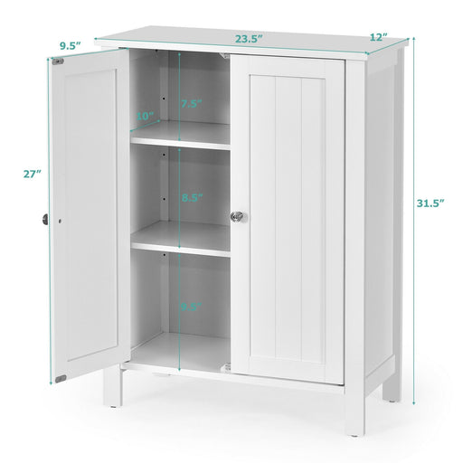 2-Door Bathroom Floor Storage Cabinet Space Saver Organizer