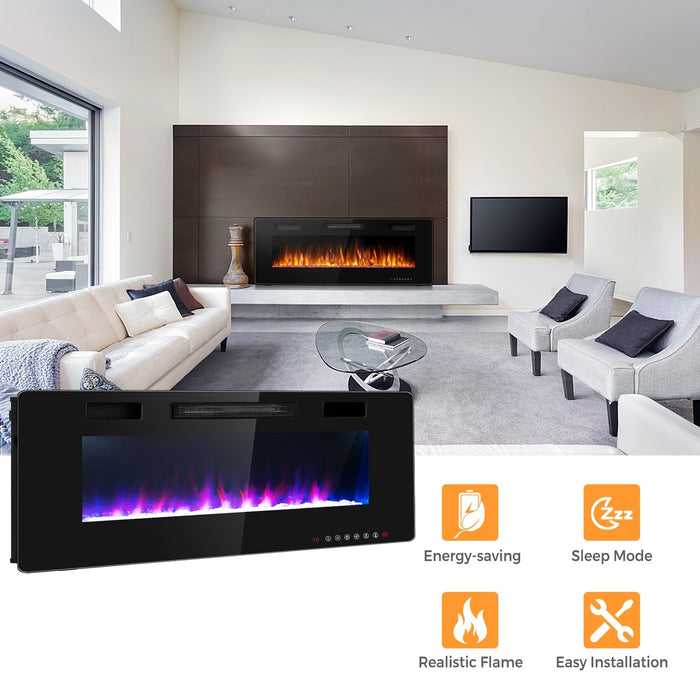 60 Inch Recessed Ultra Thin Mounted Wall Electric Fireplace