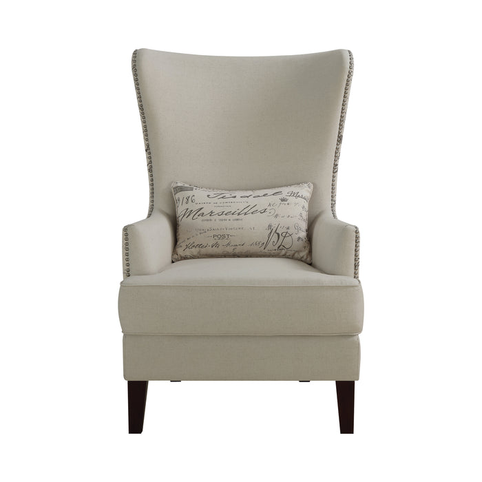 Curved Arm High Back Accent Chair Cream