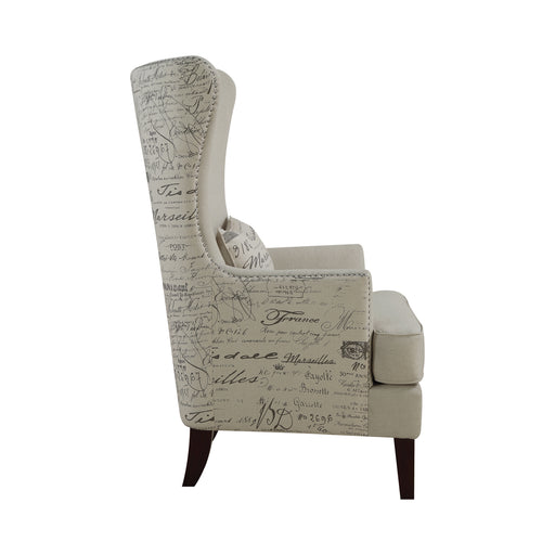 Curved Arm High Back Accent Chair Cream