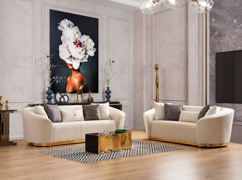 Aster Ivory Velvet Sofa & Loveseat