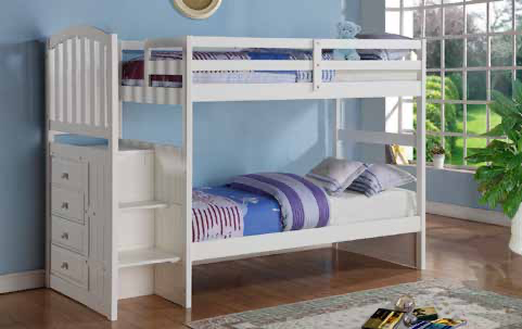 Twin/Twin Arch Mission Stairway Bunkbed With Trundle